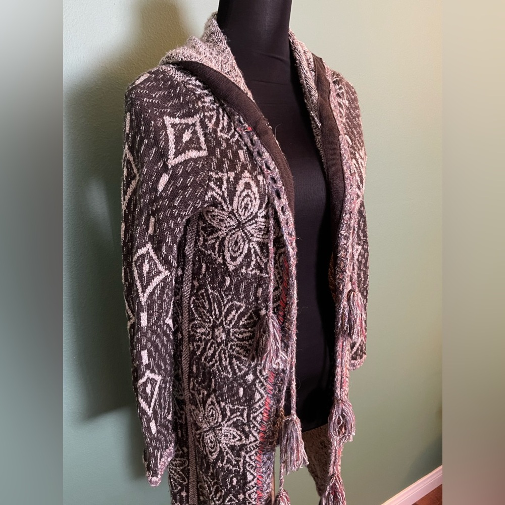FREE PEOPLE Kai Tassel Hooded Cardigan Duster - EUC - Medium - Picture 3 of 11